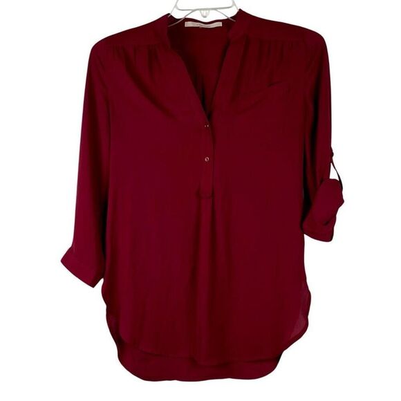 41 Hawthorn Maroon Burgundy V-neck Blouse - Picture 1 of 13
